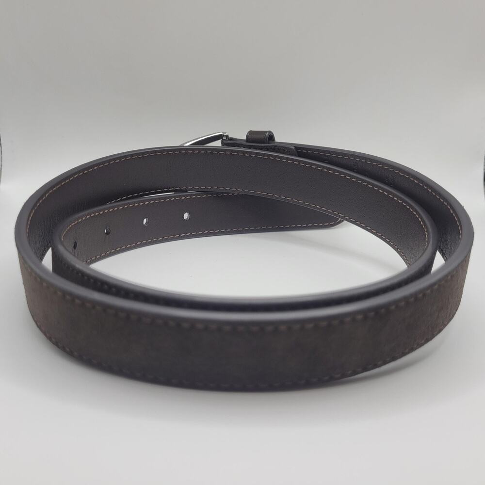 Coach Belt Womens Medium Brown Suede Silver Buckle Minimalist CX055 Classic NEW - Picture 2 of 6